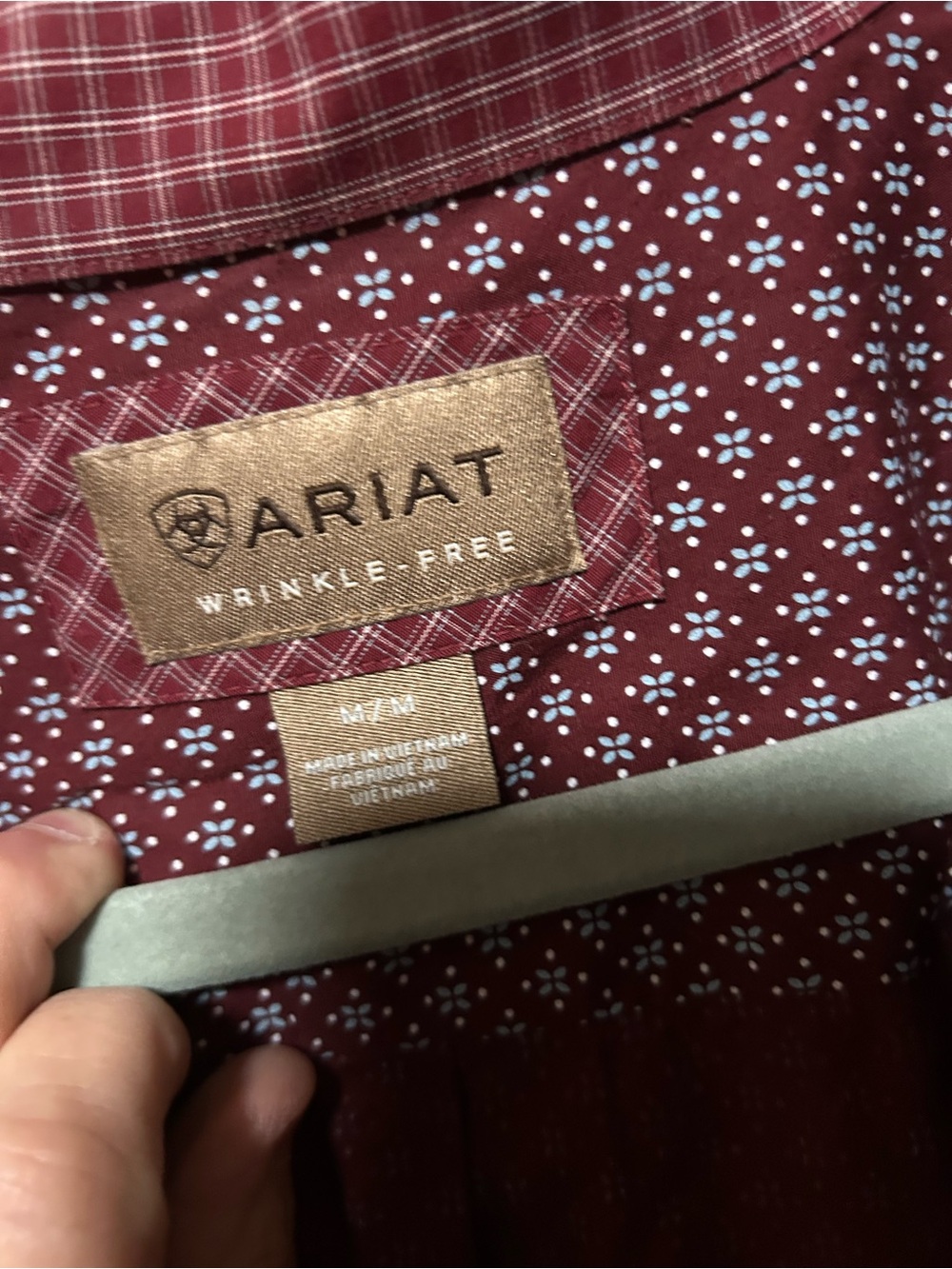 Ariat Men's Burgundy Geometric Button-Down Shirt - Picture 3 of 4